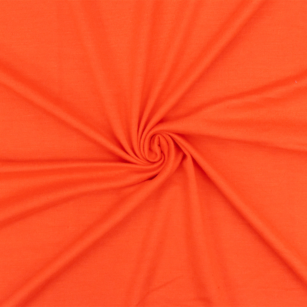 Fire Orange Slubbed Stretch Rayon Jersey Knit Fabric Fabric Depot