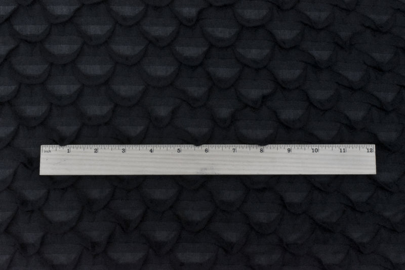 Ballet Black Texture Stretch Poly Scallop Ruffle Knit Fabric