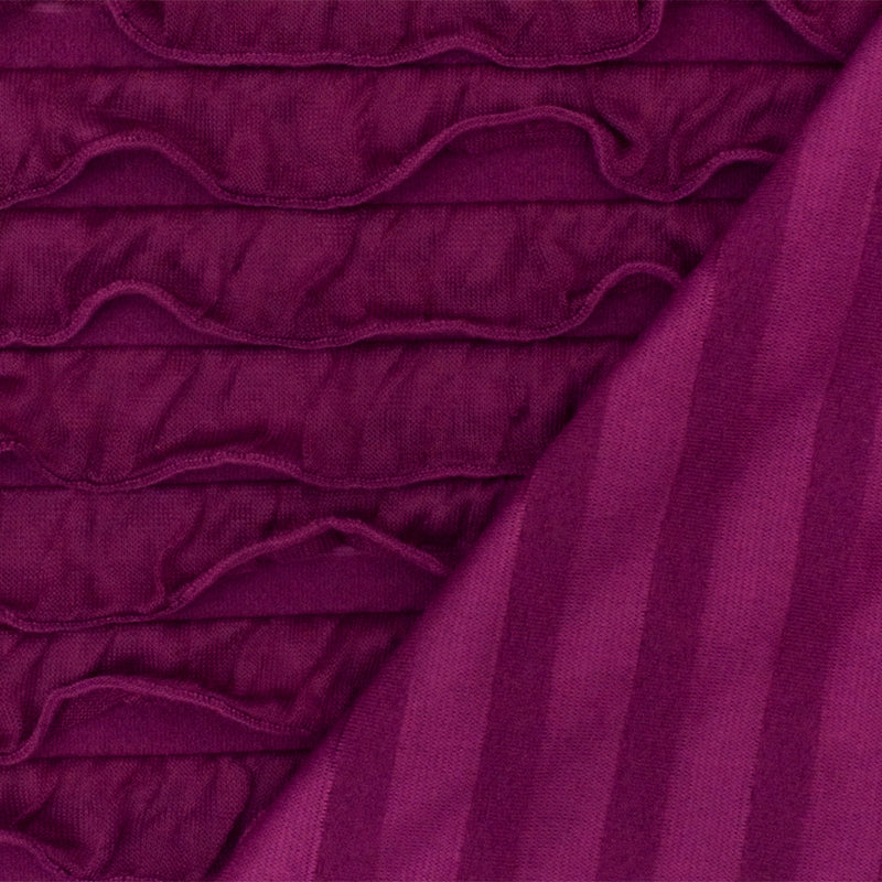 Royal Magenta Solid Stretch Poly Ruffle Knit Fabric