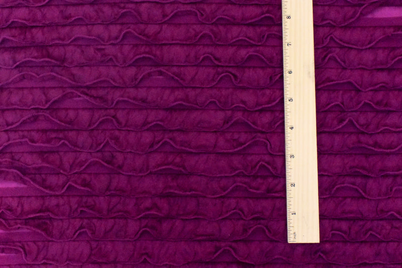 Royal Magenta Solid Stretch Poly Ruffle Knit Fabric
