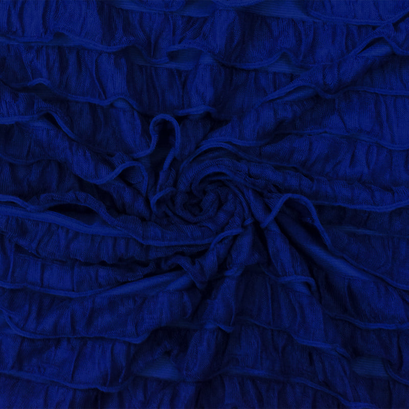 Royal Blue Solid Stretch Poly Ruffle Knit Fabric