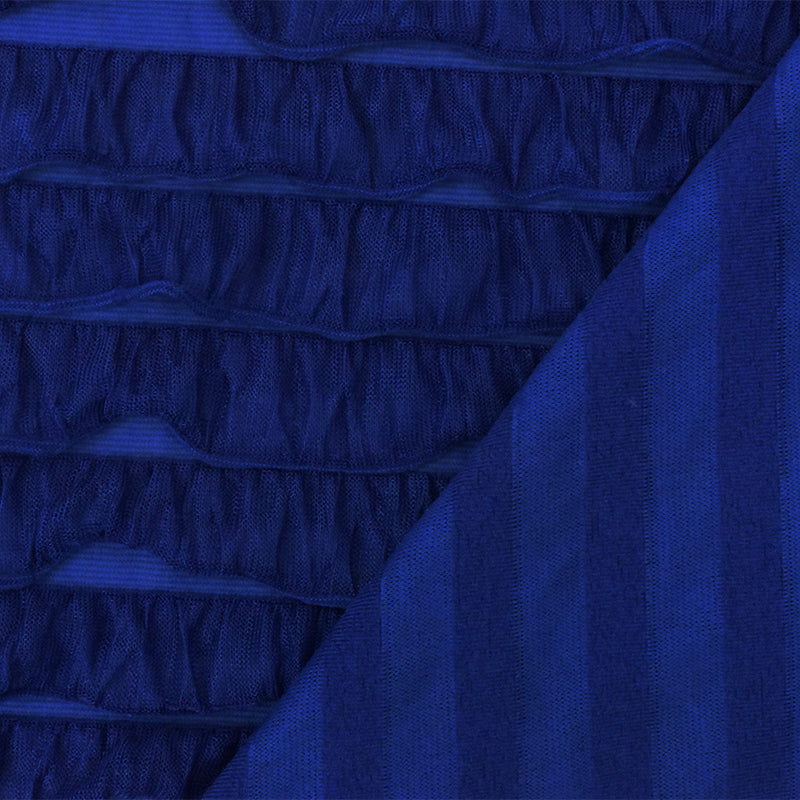 Royal Blue Solid Stretch Poly Ruffle Knit Fabric