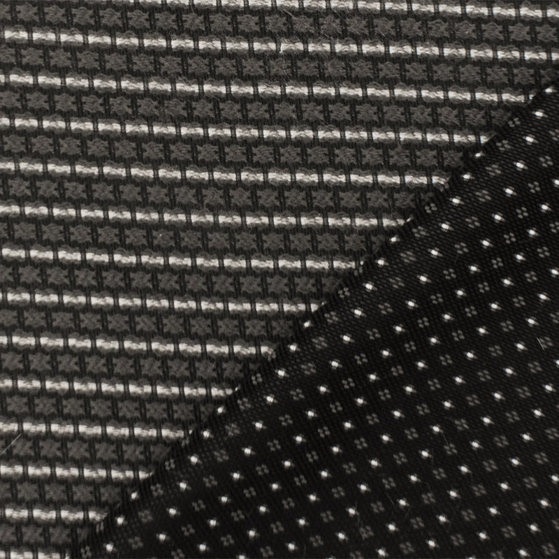 Charcoal Gray-Black Stripe Poly Acrylic Reversible Dobby Woven Fabric