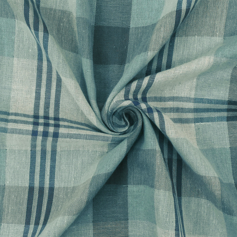 2 YD PC-Old Blue-Beige-Multi Plaid Cotton Double Weave Woven Fabric