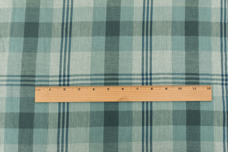 2 YD PC-Old Blue-Beige-Multi Plaid Cotton Double Weave Woven Fabric