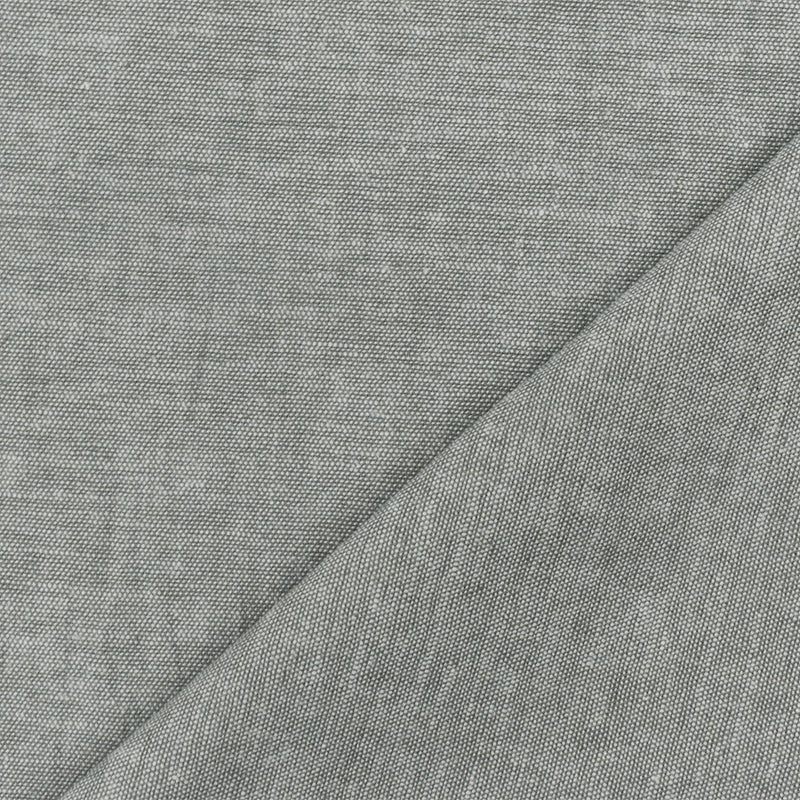 Soft Gray-White Stretch Cotton Chambray Woven Fabric