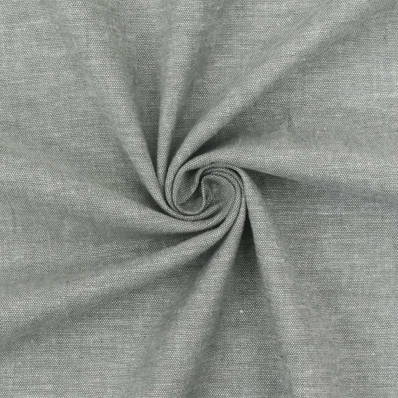 Soft Gray-White Stretch Cotton Chambray Woven Fabric