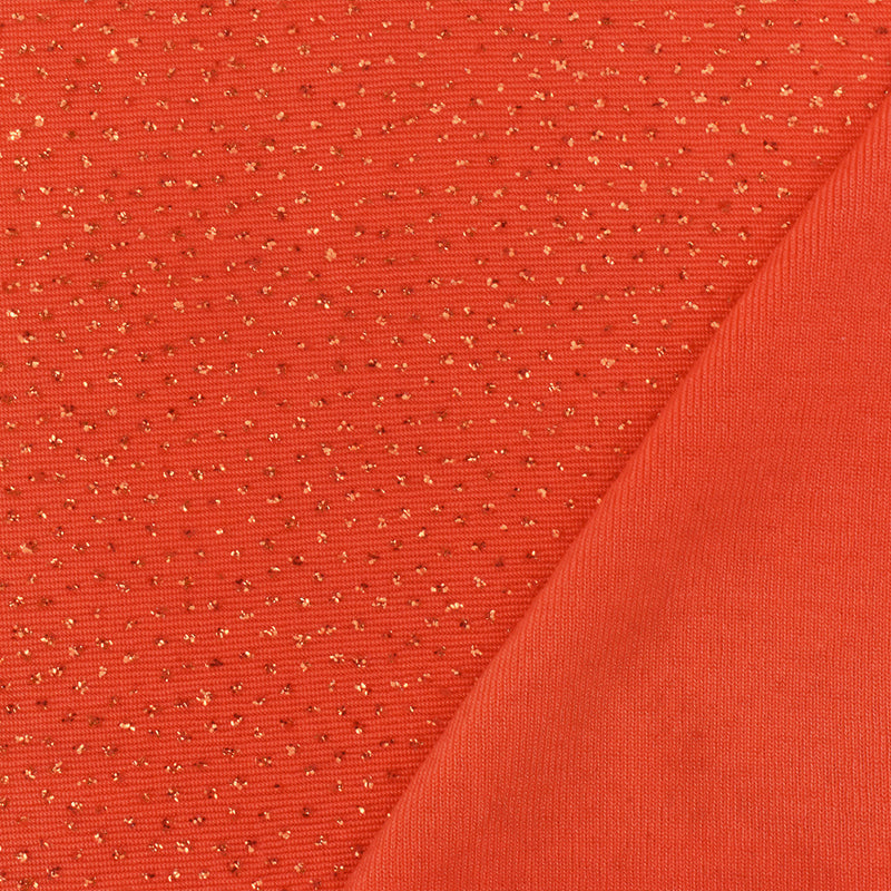 Intense Orange Sparkle Metallic Glitter Stretch Slinky Knit Fabric