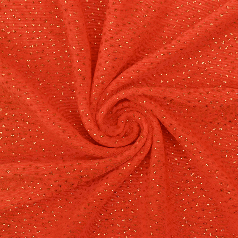 Intense Orange Sparkle Metallic Glitter Stretch Slinky Knit Fabric