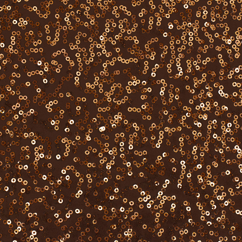 Chocolate Brown-Metallic Abstract Sequined Stretch Poly Jersey Knit Fabric
