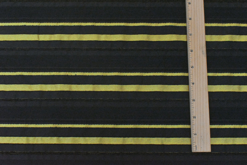 Night Black-Gold Stripe Stretch Shirting Woven Fabric