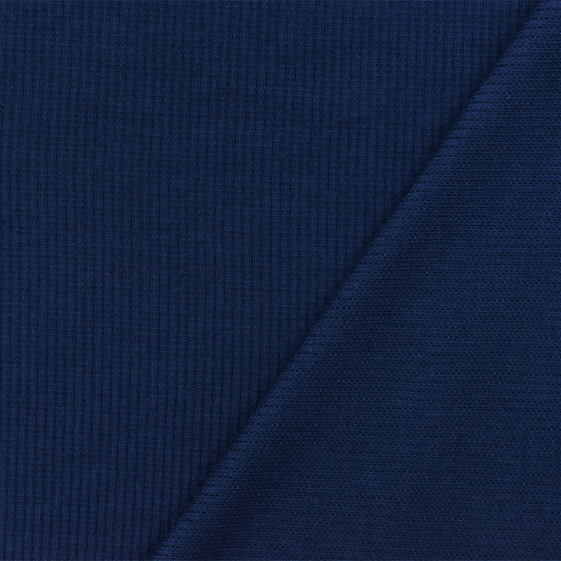 3 1/2 YD PC-Navy Blue Solid Stretch Spandex Cotton Rib Knit Fabric