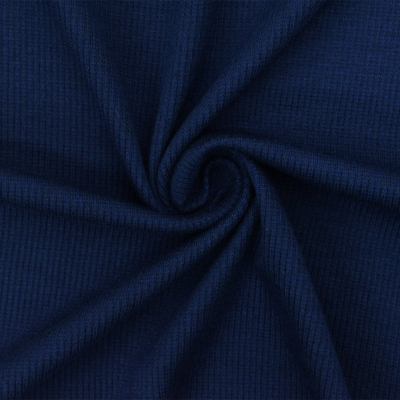 3 1/2 YD PC-Navy Blue Solid Stretch Spandex Cotton Rib Knit Fabric