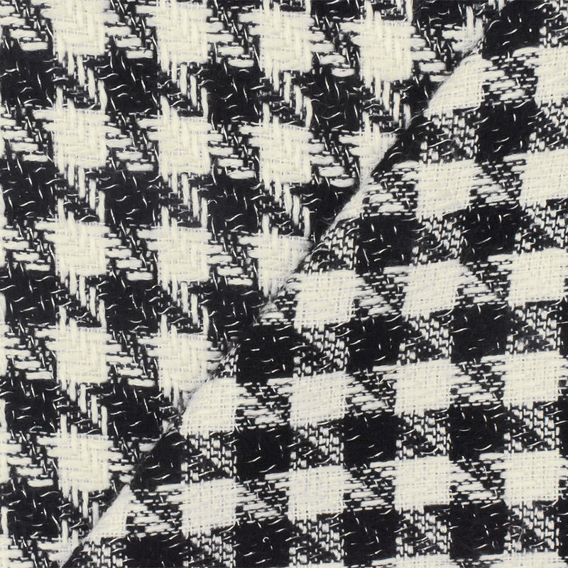 Grace Black-White-Silver Houndstooth Metallic Twill Woven Fabric