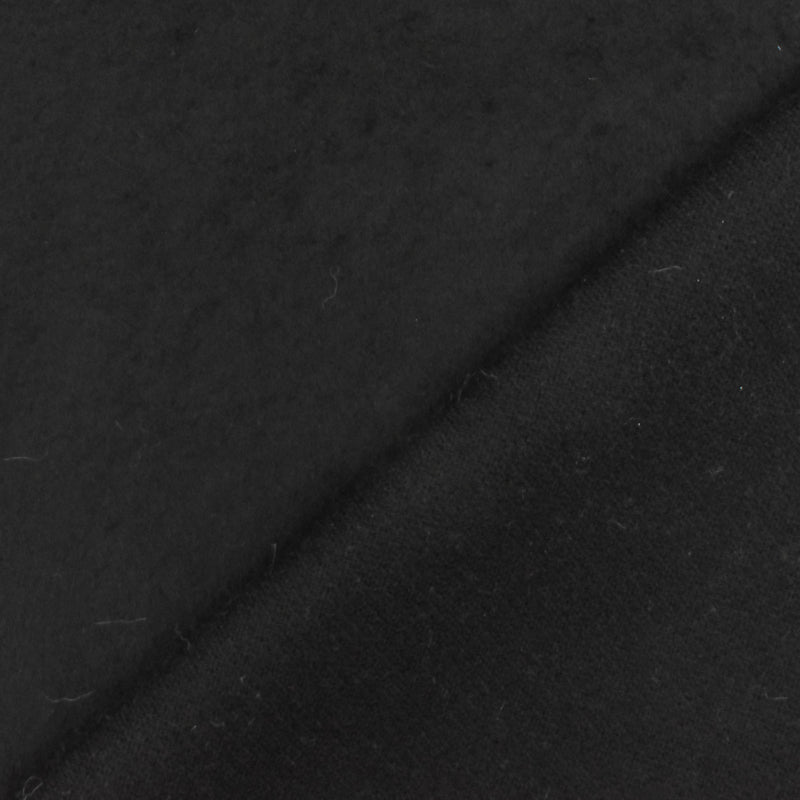 2 5/8 YD PC-Comfort Black Solid Wool Cotton Brushed Woven Jacketing Fabric