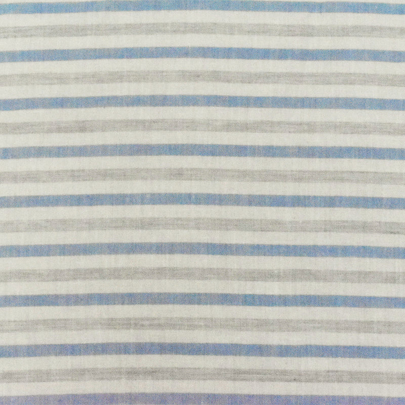 Old White-Blue-Gray Stripe Cotton Gauze Woven Fabric