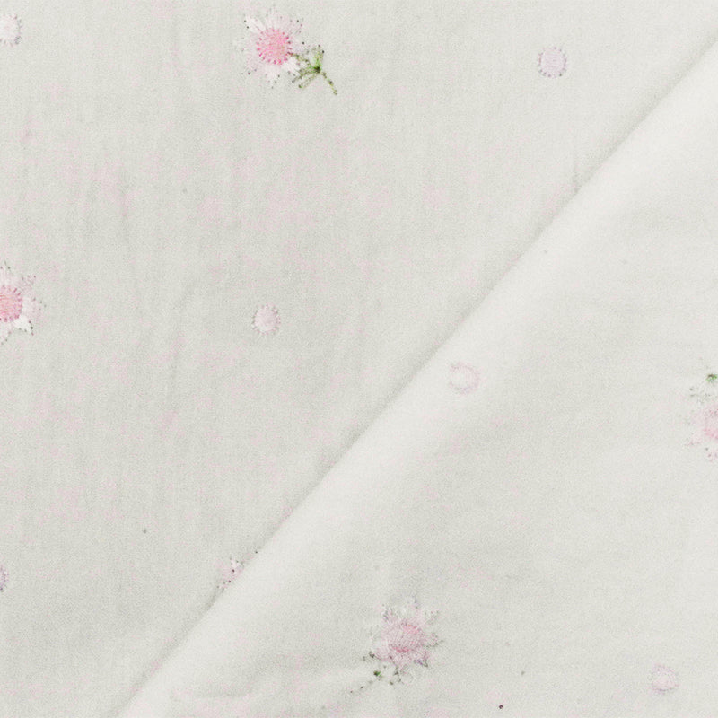 Moon White-Multi Floral Rayon Embroidered Cotton Broadcloth Woven Fabric