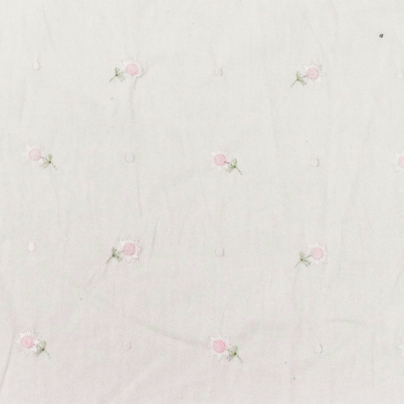 Moon White-Multi Floral Rayon Embroidered Cotton Broadcloth Woven Fabric