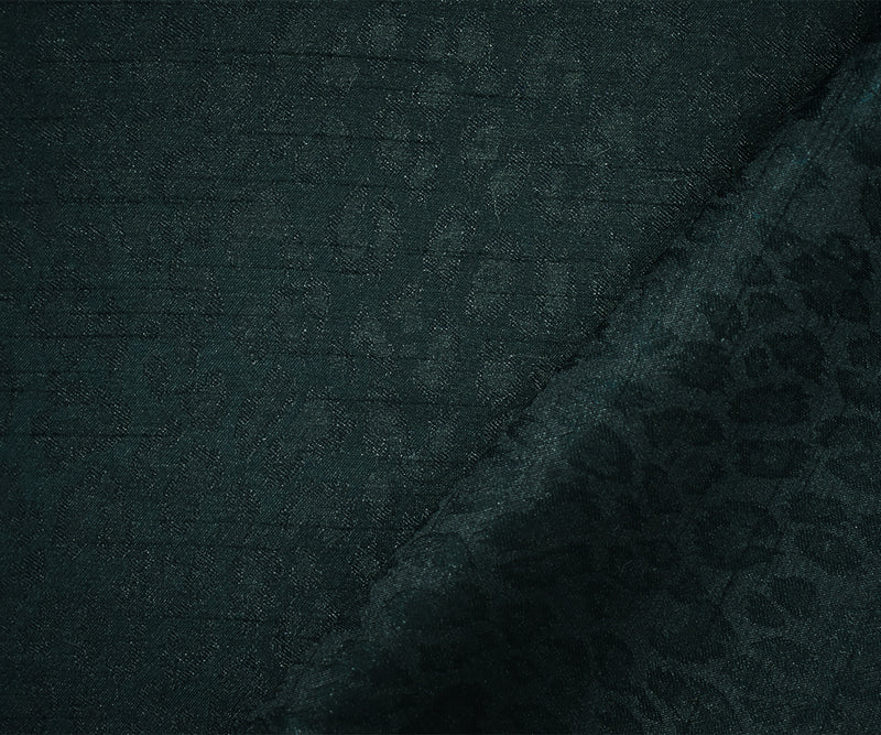 Deep Navy-Green Poly Cheetah Semi-Sheer Jacquard Woven Fabric