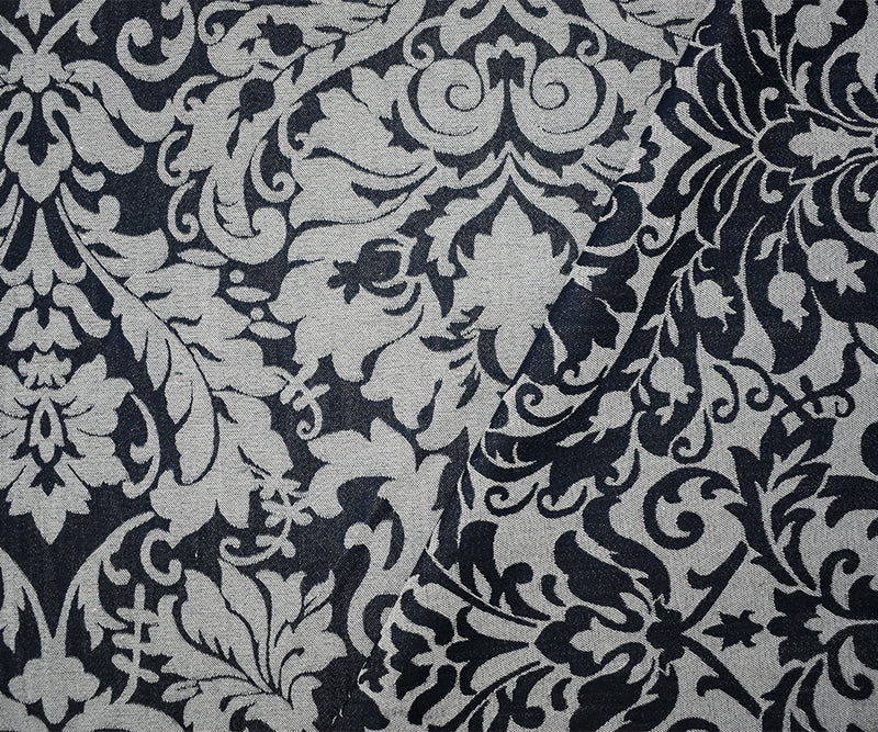 1 5/8 YD PC-Black-White Rayon-Poly Dot Damask Woven Fabric