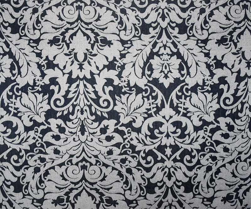1 5/8 YD PC-Black-White Rayon-Poly Dot Damask Woven Fabric