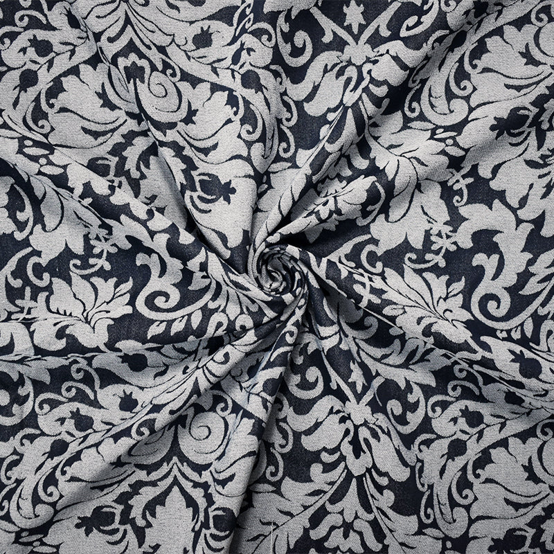 1 5/8 YD PC-Black-White Rayon-Poly Dot Damask Woven Fabric