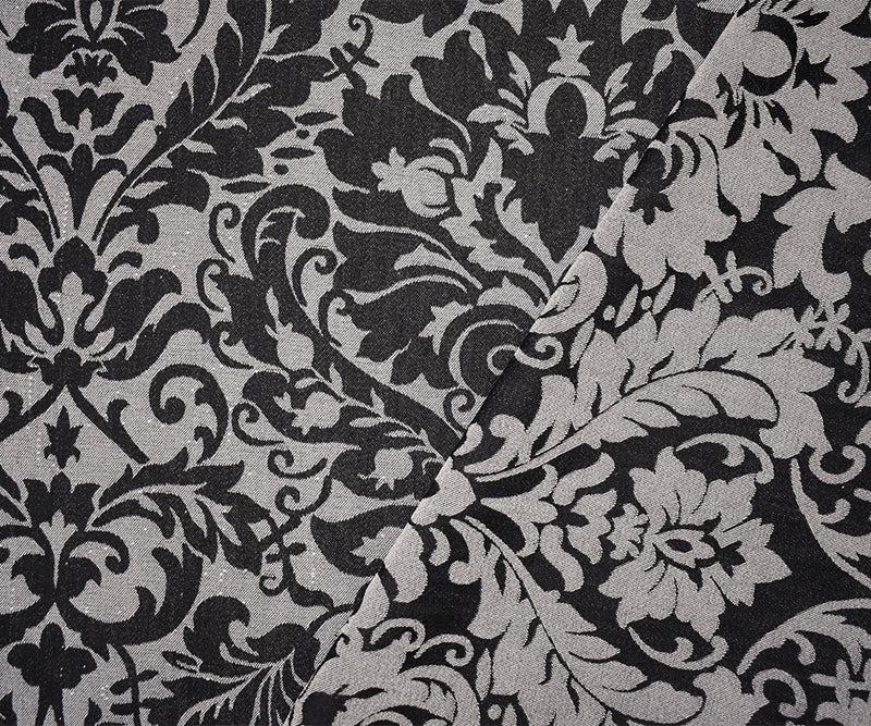 White-Black Rayon-Poly Dot Damask Woven Fabric