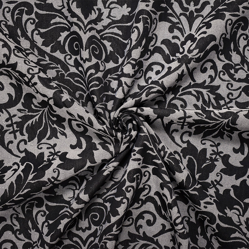 White-Black Rayon-Poly Dot Damask Woven Fabric