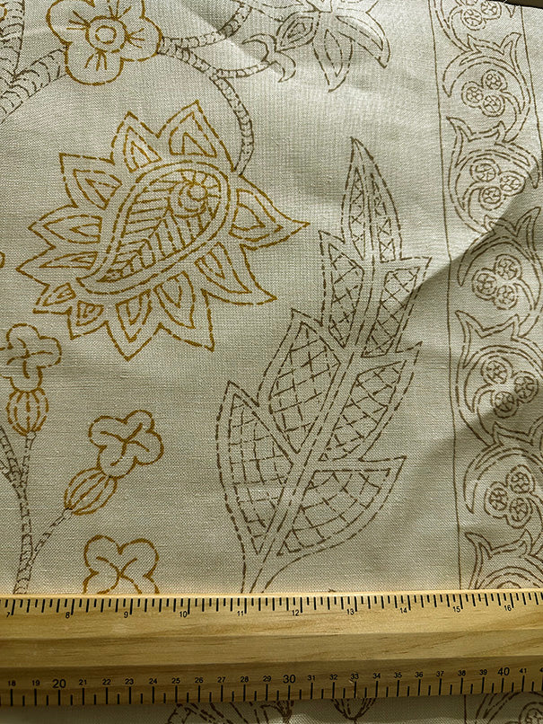 Malmaison Stone Linen Print Drapery Fabric