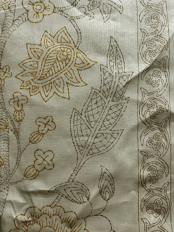 Malmaison Stone Linen Print Drapery Fabric