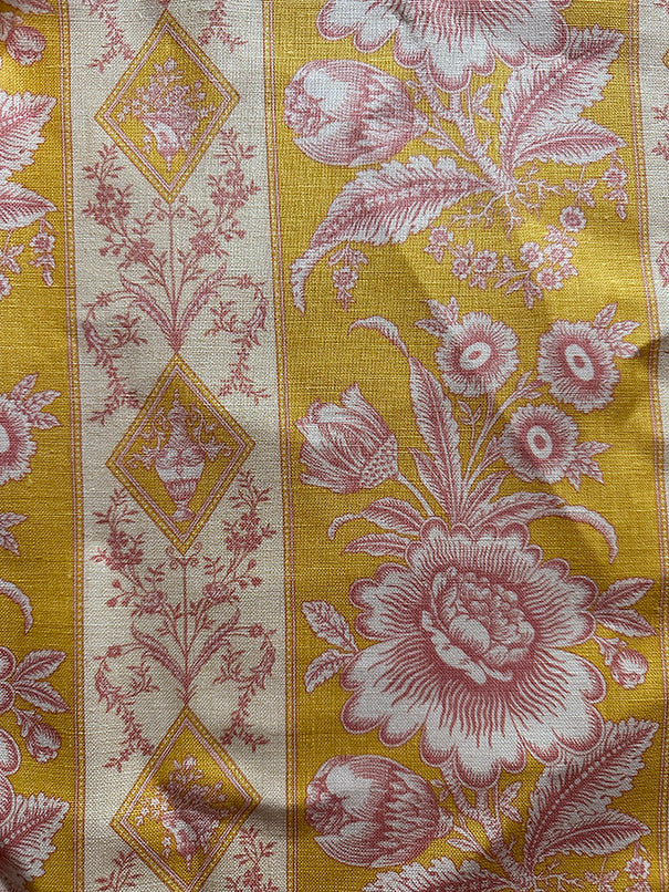 Elyse on Linen Honeysuckle Print Linen Drapery Fabric