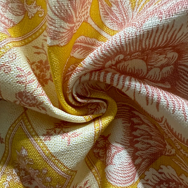 Elyse on Linen Honeysuckle Print Linen Drapery Fabric