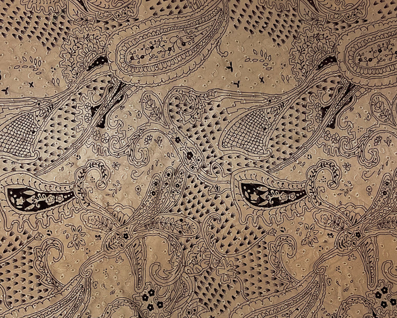 Beige-Brown Cotton Paisley Embroidered Eyelet Twill Woven Fabric