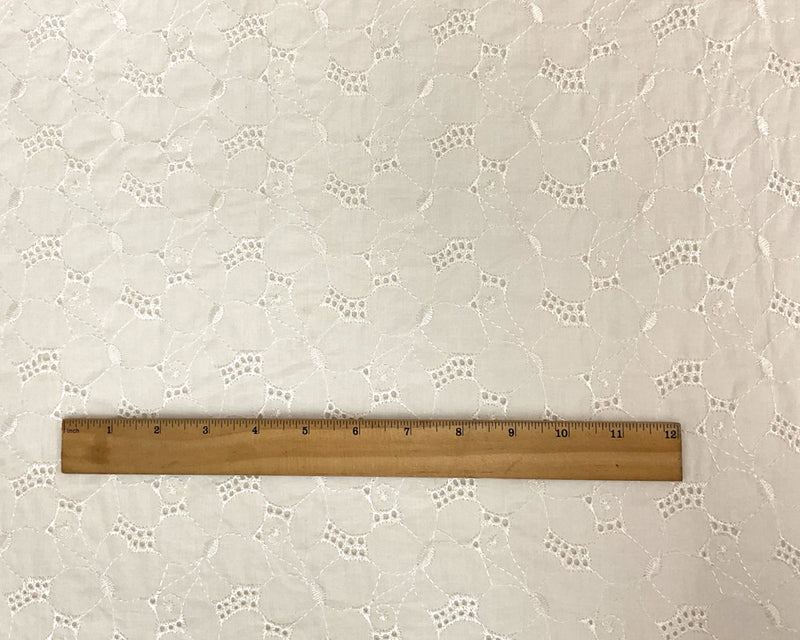 Light Ivory Cotton Floral Embroidered Eyelet Voile Woven Fabric