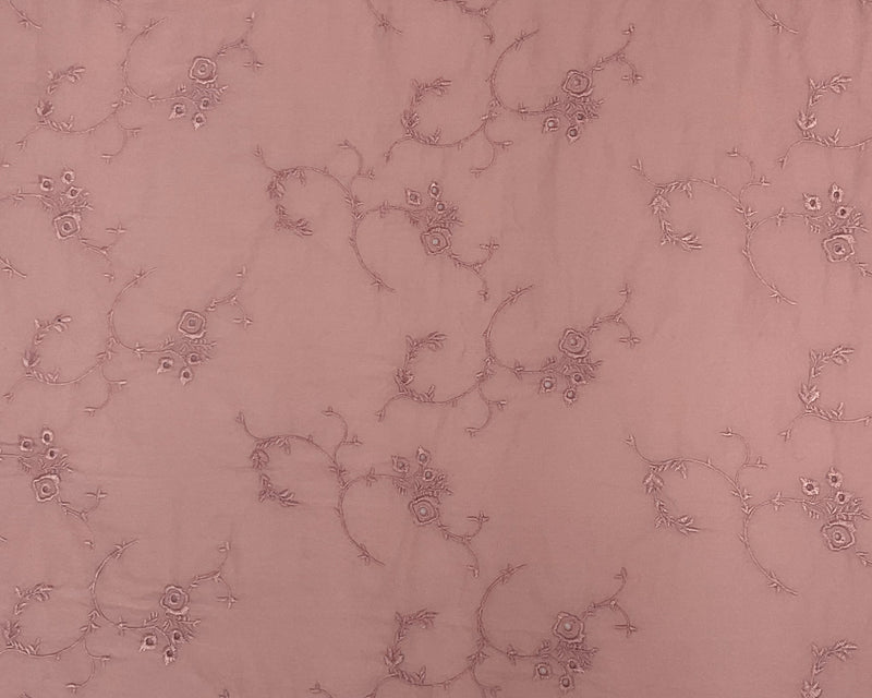 3 YD PC-Pink Cotton Floral Vine Embroidered Eyelet Batiste Woven Fabric