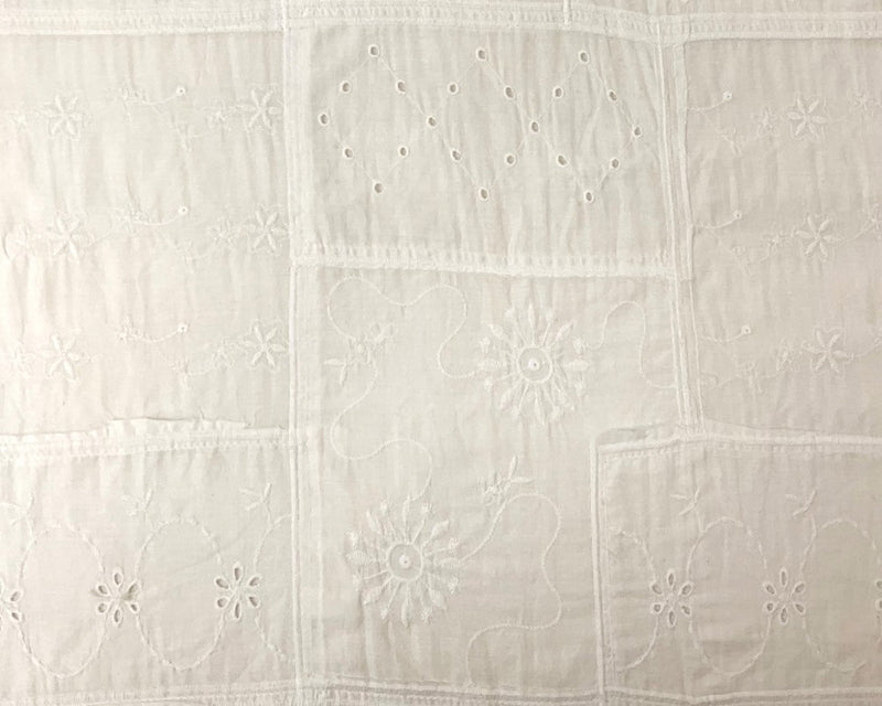 White Cotton Floral Vine Embroidered Eyelet Batiste Woven Fabric