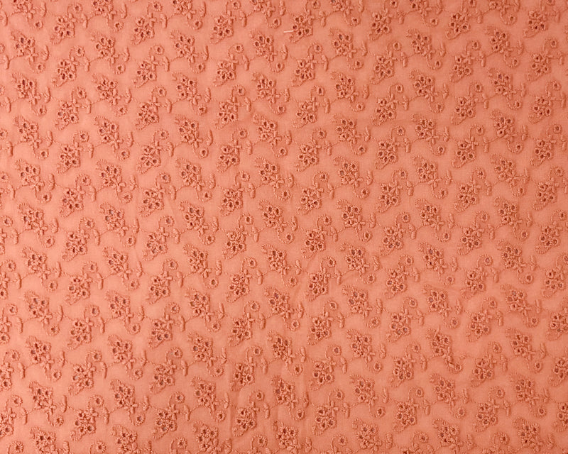 1 YD PC-Apricot Cotton Floral Vine Embroidered Eyelet Gauze Fabric