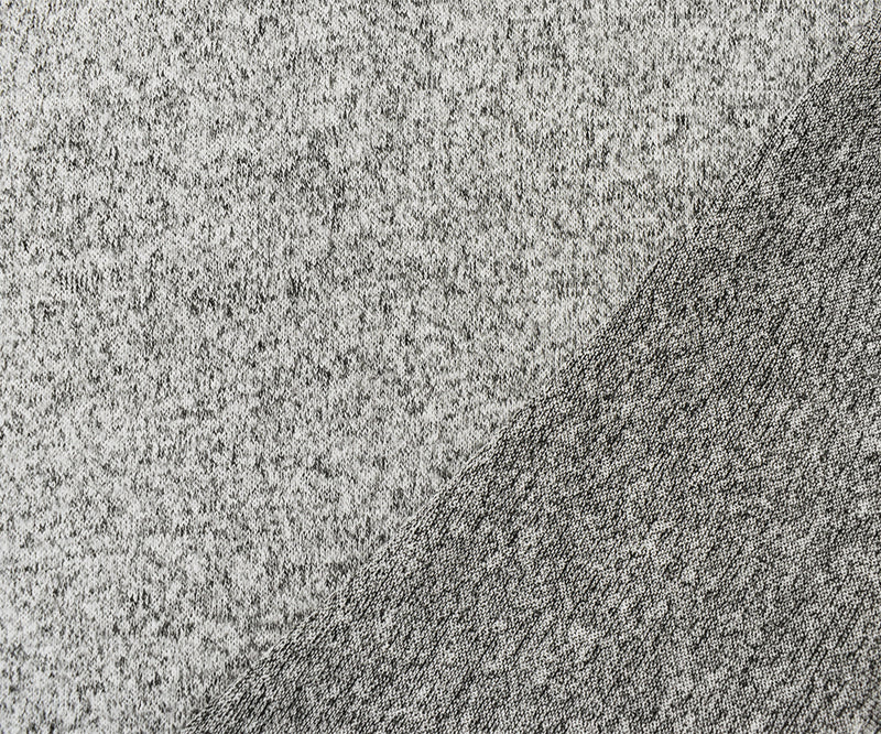 White-Black Cotton Heather Brushed Face Jersey Knit Fabric