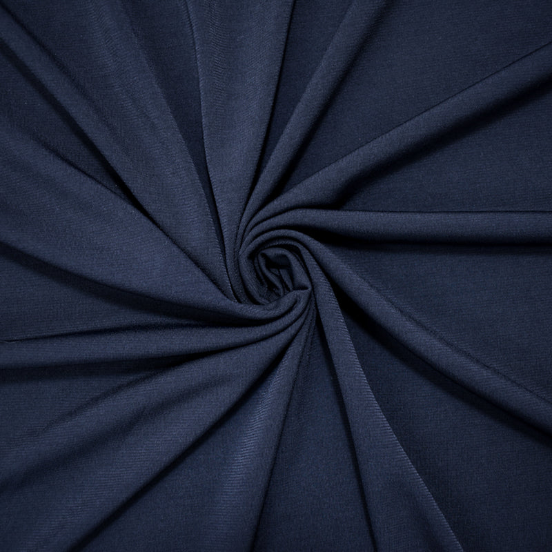 Dark Blue Poly Stretch Spandex Solid Semi-Sheer Knit Fabric