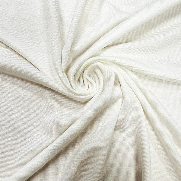 Off White Solid Rayon Spandex Jersey Knit Fabric