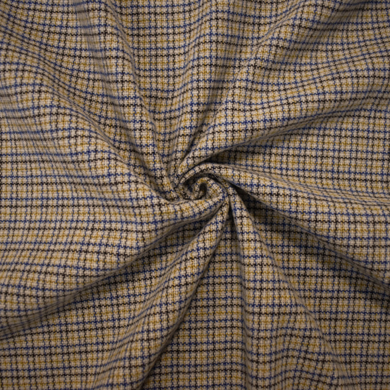 Gray-Blue-Multi Wool Blend Plaid Twill Jacketing Woven Fabric