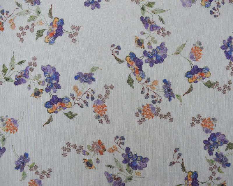 White-Purple-Multi Poly Floral Printed Dobby Chiffon Woven Fabric