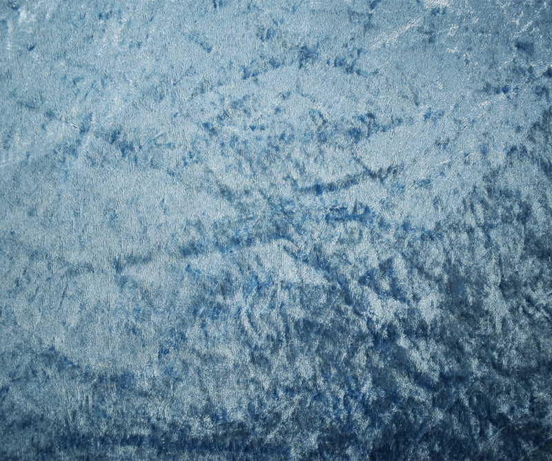 Blue Poly Stretch Spandex Solid Crushed Velvet Knit Fabric