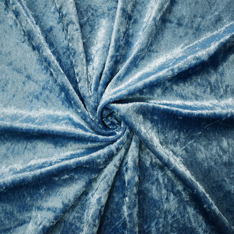 Blue Poly Stretch Spandex Solid Crushed Velvet Knit Fabric