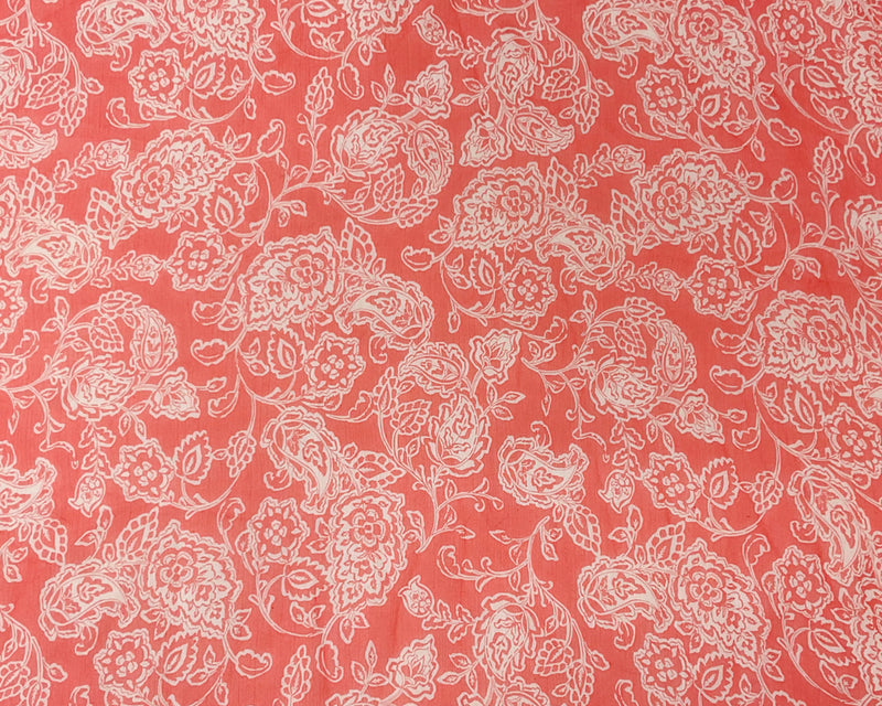 Red-White Floral Printed Yoryu Chiffon Woven Fabric