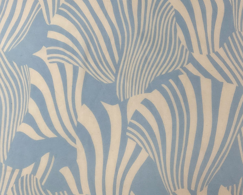 Blue-Ivory Poly Abstract Printed Crepe Georgette Woven Fabric
