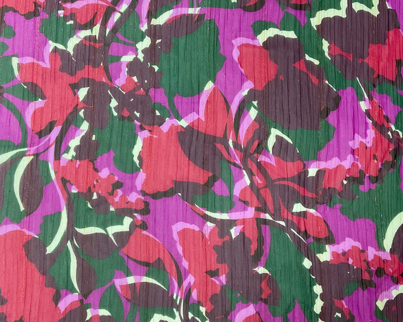 Purple-Multi Floral Metallic Printed Yoryu Chiffon Woven Fabric