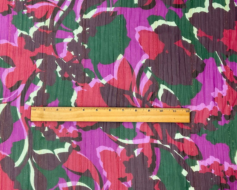 Purple-Multi Floral Metallic Printed Yoryu Chiffon Woven Fabric