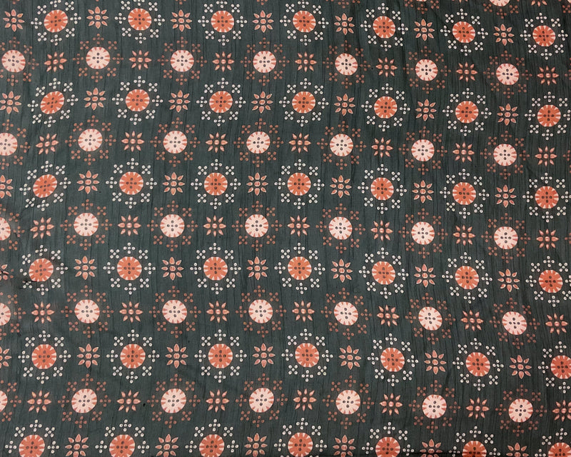 Black-Red-Pink Poly Floral Printed Yoryu Chiffon Woven Fabric