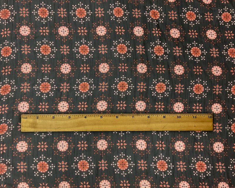 Black-Red-Pink Poly Floral Printed Yoryu Chiffon Woven Fabric
